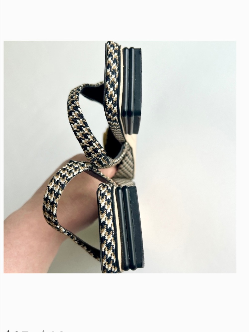 Sarto Khaki Black White Textile Square Toe Sandals size 8.5. - Picture 16 of 16